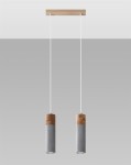 Tuby sufitowe wiszące lampa z betonu i drewna 2xGU10 ZANE 2 szara