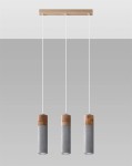 Tuby sufitowe wiszące lampa z betonu i drewna 3xGU10 ZANE 3 szara