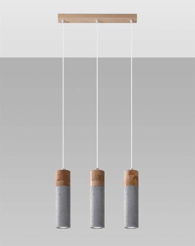 LAMPAMI - lampa betonowa z drewnem, lampa nad stół, lampa z betonu, lampa betonowa wisząca