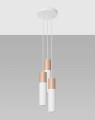 LAMPAMI - lampa biała z drewnem, lampa nad stół drewniana, lampa wisząca tuby