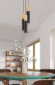 LAMPAMI - lampa czarna z drewnem, lampa nad stół drewniana, lampa wisząca tuby