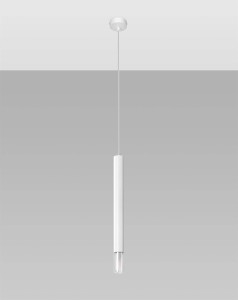 Biała lampa wisząca pojedyncza 120 cm tuba sufitowa 1xG9 WEZYR 1