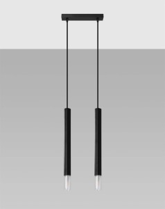 Czarna lampa wisząca podwójna 120 cm tuby sufitowe 2xG9 WEZYR 2 