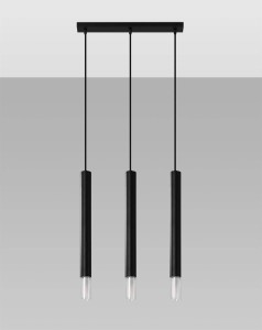 Czarna lampa wisząca potrójna 120 cm tuby sufitowe 3xG9 WEZYR 3 