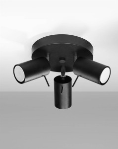 Czarna lampa sufitowa potrójna 3xGU10, plafon RING 3P spot 