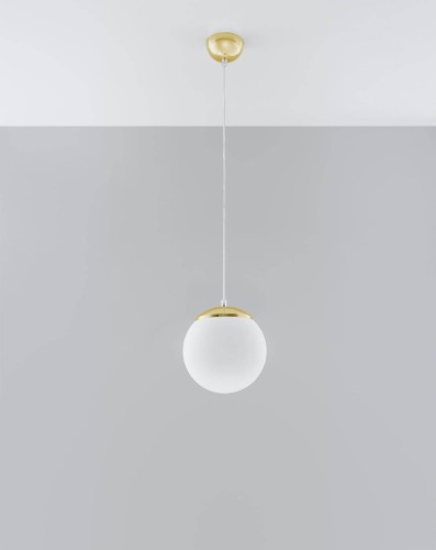 LAMPAMI - lampa wisząca biała ze złotym, lampa do jadalni, lampa nad stół