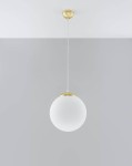 Lampa sufitowa wisząca klosz biała kula 120 cm 1xE27 UGO 30 złota