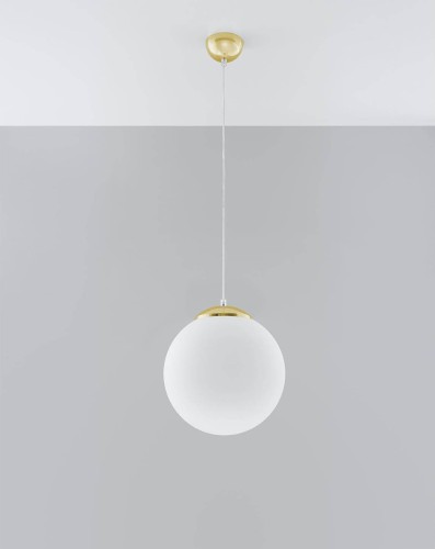 LAMPAMI - lampa wisząca biała ze złotym, lampa do jadalni, lampa nad stół