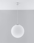 Lampa sufitowa wisząca klosz biała kula 130 cm 1xE27 UGO 40 chrom 