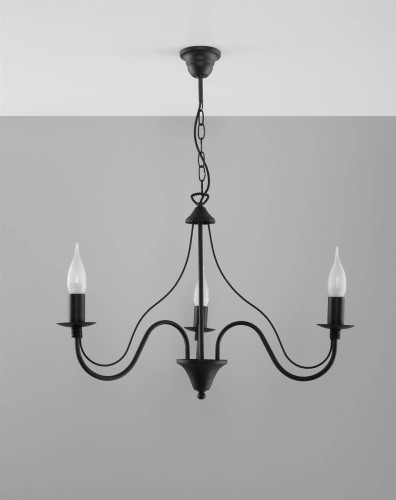 LAMPAMI - żyrandol do salonu, żyrandol świecznikowy, żyrandol czarny, lampa nad stół