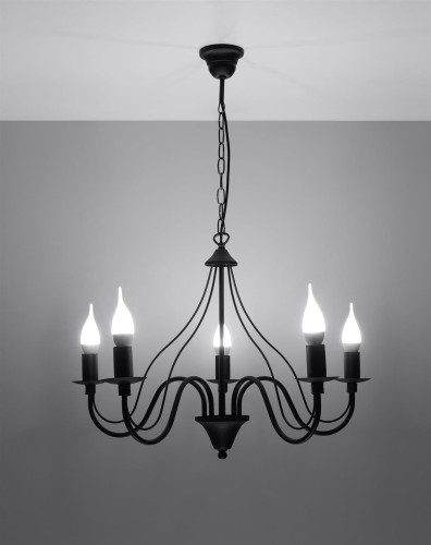 LAMPAMI - żyrandol do salonu, żyrandol świecznikowy, żyrandol czarny, lampa nad stół