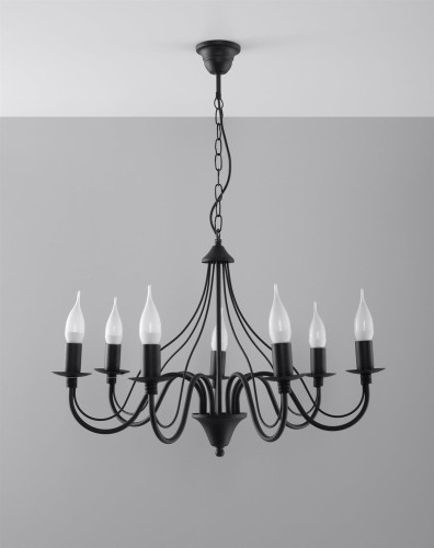LAMPAMI - żyrandol do salonu, żyrandol świecznikowy, żyrandol czarny, lampa nad stół