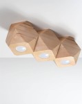 Lampa sufitowa drewniana 3xGU10 plafon WOODY 3 naturalne drewno 
