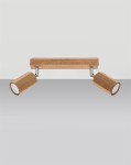Lampa sufitowa drewniana listwa podwójna plafon 2xGU10 ZEKE 2 dąb