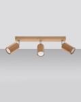 Lampa sufitowa drewniana listwa potrójna plafon 3xGU10 ZEKE 3 dąb
