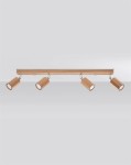 Lampa sufitowa drewniana listwa plafon 4xGU10 ZEKE 4 dąb