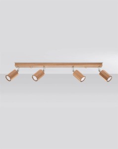 Lampa sufitowa drewniana listwa plafon 4xGU10 ZEKE 4 dąb