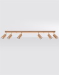 Lampa sufitowa drewniana listwa plafon 6xGU10 ZEKE 6 dąb 