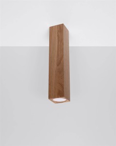 Lampa tuba sufitowa drewniana prostokątna plafon 1xGU10 KEKE 30 dąb