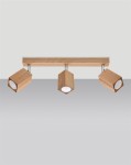 Lampa sufitowa drewniana listwa potrójna plafon 3xGU10 KEKE 3 dąb
