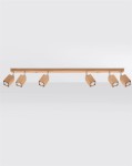 Lampa sufitowa drewniana listwa plafon 6xGU10 KEKE 6 dąb 