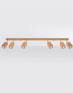 Lampa sufitowa drewniana listwa plafon 6xGU10 KEKE 6 dąb 