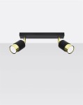 Lampa sufitowa podwójna czarna ze złotym 2xGU10, plafon sufitowy NERO 2