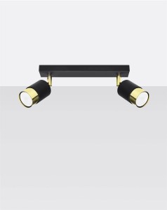 Lampa sufitowa podwójna czarna ze złotym 2xGU10, plafon sufitowy NERO 2