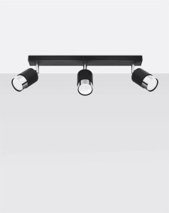 Lampa sufitowa listwa potrójna czarna chrom 3xGU10, plafon sufitowy NERO 3 
