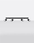 Lampa sufitowa listwa czarna chrom 4xGU10, plafon sufitowy NERO 4 