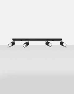 Lampa sufitowa listwa czarna chrom 4xGU10, plafon sufitowy NERO 4 