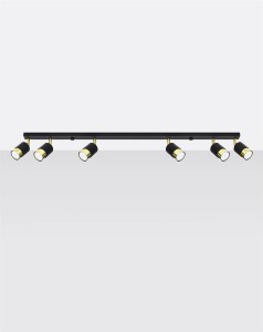 Lampa sufitowa listwa czarna ze złotym 6xGU10, plafon sufitowy NERO 6