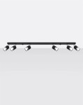 Lampa sufitowa listwa czarna chrom 6xGU10, plafon sufitowy NERO 6 
