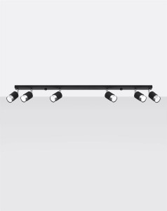 Lampa sufitowa listwa czarna chrom 6xGU10, plafon sufitowy NERO 6 