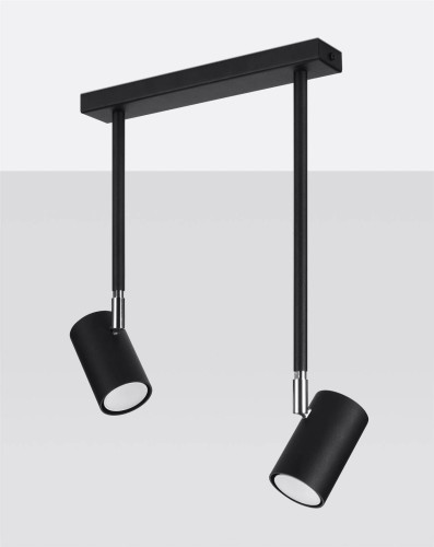 LAMPAMI - lampa sufitowa czarna, plafon podwójny czarny, lampa do salonu, lampa do kuchni