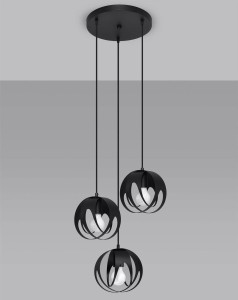 Nowoczesna lampa wisząca potrójna czarna 3xE27 TULOS 3P 