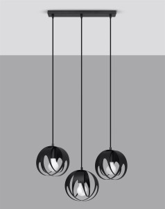 Nowoczesna lampa wisząca potrójna czarna 3xE27 TULOS 3L