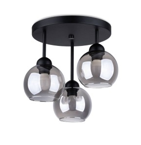Czarna lampa sufitowa potrójna klosz dymiony 3xE27 ALINO 3
