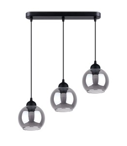 Czarna lampa wisząca potrójna klosz dymiony 3xE27 ALINO 3
