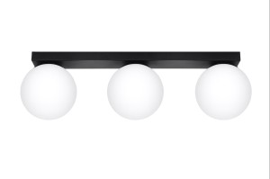 Lampa sufitowa potrójna czarna klosze białe kule 3xG9 plafon YOLI 3