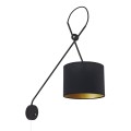 LAMPAMI - lampa ścienna regulowana, lampa do salonu, czarny kinkiet nowoczesny