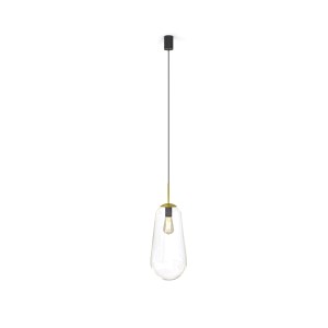 Elegancka lampa wisząca pojedyncza ze złotym 195 cm szklana kula przezroczysta 1xE27 PEAR L