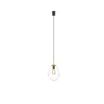 Elegancka lampa wisząca pojedyncza ze złotym 180 cm szklana kula przezroczysta 1xE27 PEAR S