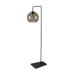 Lampa podłogowa czarna klosz dymiony 1xE27 MONACO
