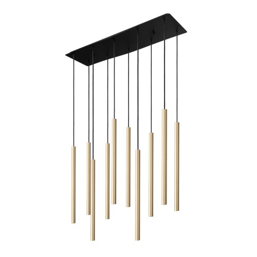 LAMPAMI - nowoczesna lampa wisząca, tuby wiszące złote, złota lampa wisząca