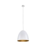Lampa wisząca długa 150 cm biała ze złotym EGG M
