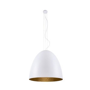 Lampa wisząca długa 285 cm biała ze złotym EGG L