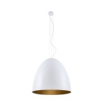 Lampa wisząca długa 350 cm biała ze złotym EGG XL