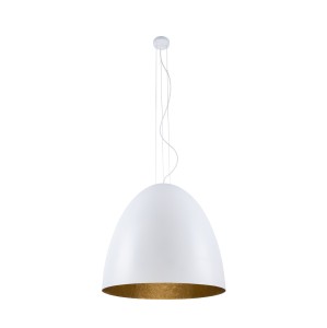 Lampa wisząca długa 350 cm biała ze złotym EGG XL