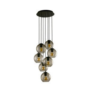 Lampa wisząca klosze szklane kule dymione 150 cm 7xE27 VETRO